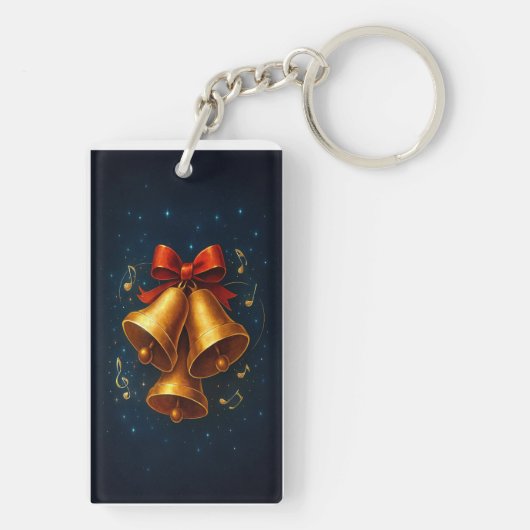 Midnight Jingle: Holiday Keychain with Golden Glow Schlüsselanhänger (Rückseite)