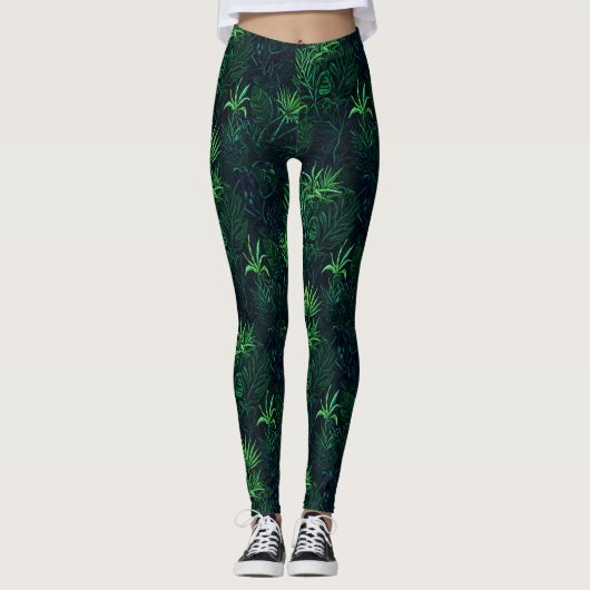 Midnight Jungle Druck Leggings (Vorderseite)