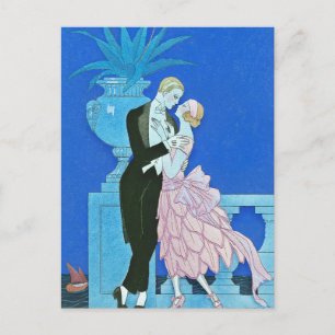 Midnight Kiss Art Deco Postkarte