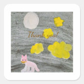 Midnight Kitty Adventure  Quadratischer Aufkleber (Vorderseite)