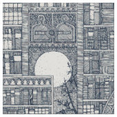 Midnight library indigo Fabric Stoff (Nahaufnahme)