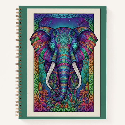 Midnight Lotus Elephant Spirit Zentangle Journal Notizblock (Vorderseite)