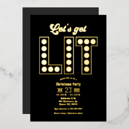 Midnight Luxe Let’s Get Lit Retro Christmas Party Folieneinladung