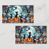 Midnight Magic: Black Cats & Pumpkins Halloween Begleitkarte (Vorne/Hinten)