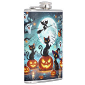 Midnight Magic: Black Cats & Pumpkins Halloween  Flachmann (Rechts)