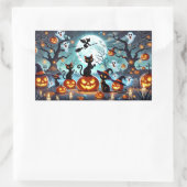 Midnight Magic: Black Cats & Pumpkins Halloween Rechteckiger Aufkleber (Tasche)