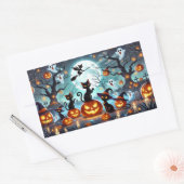 Midnight Magic: Black Cats & Pumpkins Halloween Rechteckiger Aufkleber (Umschlag)