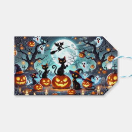 Midnight Magic: Schwarze Katzen & Kürbisse Hallowe Geschenkanhänger