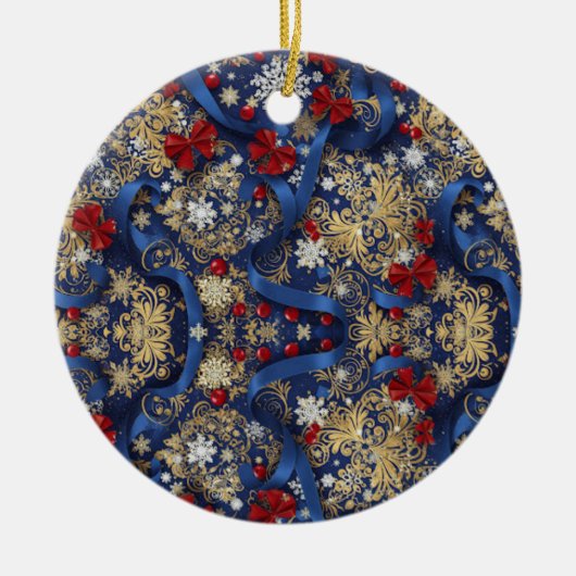 Midnight Majesty — Blue & Gold Christmas Ornament (Vorne)