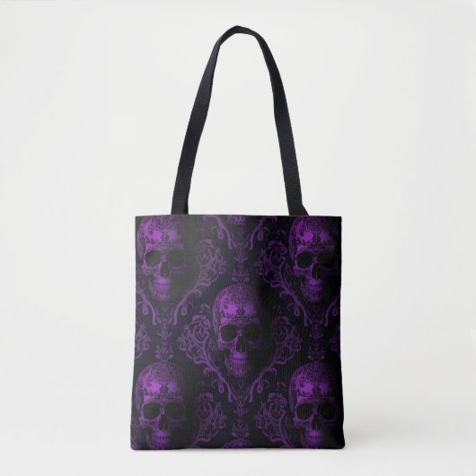 Midnight Majesty Gothic Skull Tote – Purple Baroqu Tasche (Vorderseite)