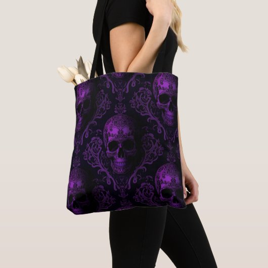 Midnight Majesty Gothic Skull Tote – Purple Baroqu Tasche (Von Nahem)