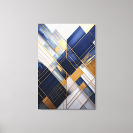 Midnight&Marble : Art Deco Navy und Gold geometris Leinwanddruck