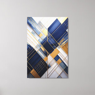 Midnight&Marble : Art Deco Navy und Gold geometris Leinwanddruck
