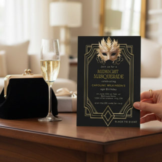 Midnight Masquerade formal birthday Einladung