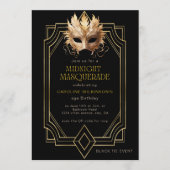 Midnight Masquerade formeller Geburtstag Einladung (Vorderseite)