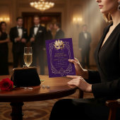 Midnight Masquerade Gold Feather Mask Purple Einladung