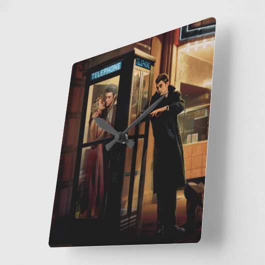 Midnight Matin Quadratische Wanduhr (Winkel)