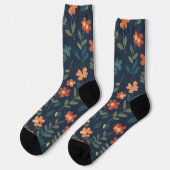 Midnight Meadow Orange Daisy Pattern Socken (Linkes Detail)