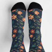Midnight Meadow Orange Daisy Pattern Socken (Oben)