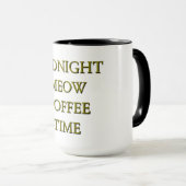Midnight Meow Coffee Time–Black & Gold Cat Mug Tasse (VorderseiteRechts)