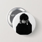 Midnight-Mirror-Selfie Anime Junge - Dunkle Ästhet Button (Vorne & Hinten)