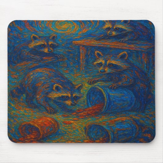 Midnight Mischief – Raccoons Getting into Trouble Mousepad (Vorne)