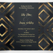 Midnight Modern Gold Wedding Dreifach Gefaltete Einladung (Innenseite Mitte)