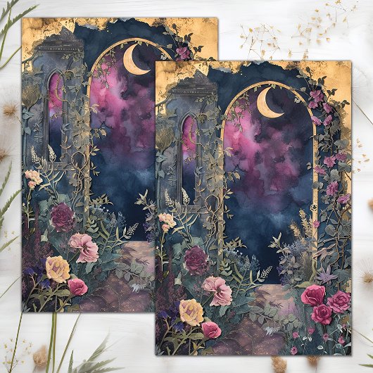 MIDNIGHT MOON GARDEN DECOUPAGE TISSUPAPIER SEIDENPAPIER