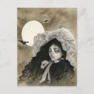 Midnight Moon Vintage-Mädchen-Postkarte Postkarte