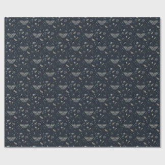 Midnight Moth Garden — Midnightblau und Altgold Geschenkpapier