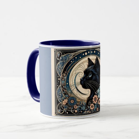 Midnight Muse in a Petaled Moon Frame Tasse (Vorderseite Links)