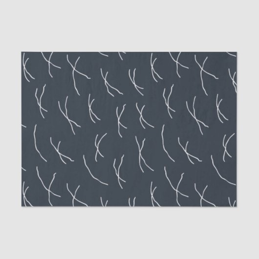 Midnight Navy Abstract Sketchy Dashes Seidenpapier (Vorderseite)