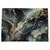 Midnight Navy and Gold Marble Artistic Pattern Große Geschenktüte (Vorderseite)