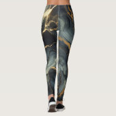 Midnight Navy and Gold Marble Artistic Pattern Leggings (Rückseite)