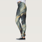 Midnight Navy and Gold Marble Artistic Pattern Leggings (Links)