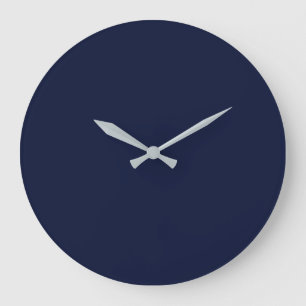 Midnight Navy Blue Solid Color Große Wanduhr