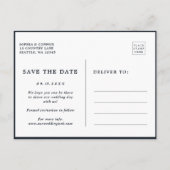 Midnight Navy Blue Succulent Wedding Save the Date Ankündigungspostkarte (Rückseite)