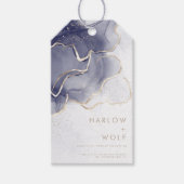 Midnight Navy Gold Elegante Moderne Gastgeschenk H Geschenkanhänger (Vorderseite)