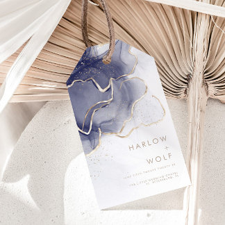 Midnight Navy Gold Elegante Moderne Gastgeschenk H Geschenkanhänger