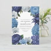 Midnight Navy, Steel Blue & Eucalyptus Grey Einladung (Stehend Vorderseite)