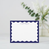 Midnight Navy Wavy Frame Note Card Einladung (Stehend Vorderseite)