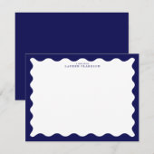 Midnight Navy Wavy Frame Note Card Einladung (Vorne/Hinten)