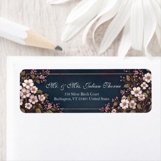 Midnight Navy White Botanical Frame (Insitu)