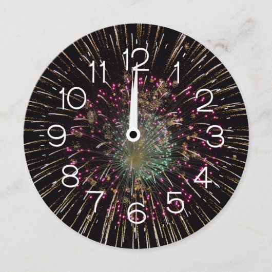 Midnight New Years Eve Clock On Fireworks Einladung (Vorderseite)