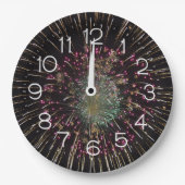 Midnight New Years Eve Clock On Fireworks Pappteller (Vorderseite)