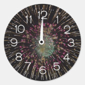 Midnight New Years Eve Clock On Fireworks Runder Aufkleber (Vorderseite)