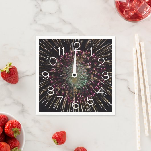 Midnight New Years Eve Clock On Fireworks  Serviette (Beispiel)