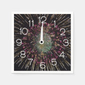 Midnight New Years Eve Clock On Fireworks  Serviette (Vorderseite)