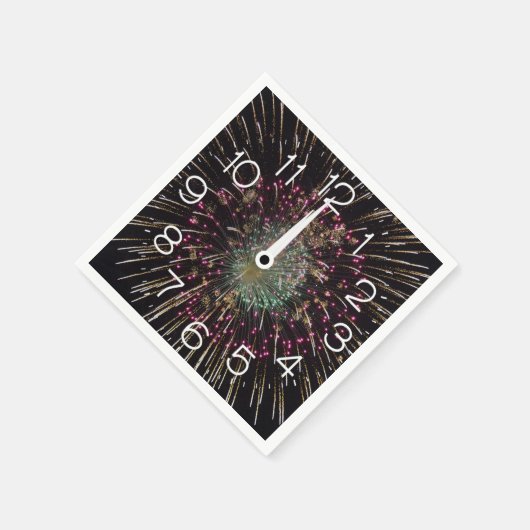 Midnight New Years Eve Clock On Fireworks  Serviette (Ecke)