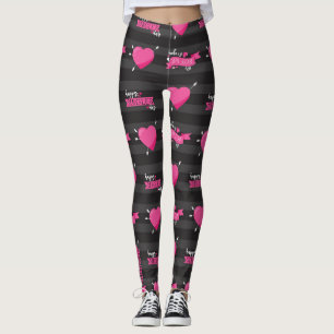 Midnight No-mance: gestreifte Herz- und Band-Leggi Leggings